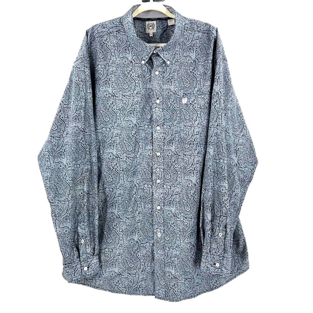 Cinch Western Paisley Flip Cuff Shirt Long Sleeve Button Down Men's XXL Gray